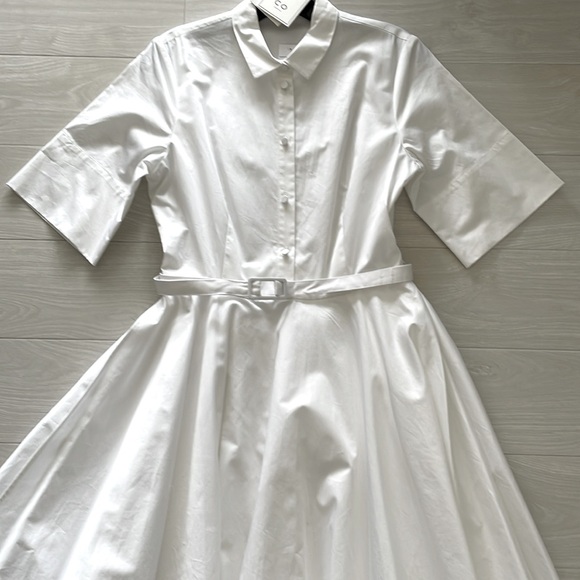 SALE! CO White Cotton Flared Shirtdress - Picture 5 of 16